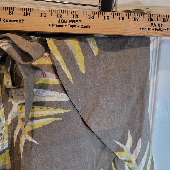 Patagonia Wrap Shorts Palms My Heart Sz XL Tan Hemp Tencel Tie Front Pockets - Picture 13 of 15
